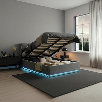 Tweepersoonsbed Tröstiar met LED 160x200 cm antraciet [en.ca, Verzenden, Nieuw