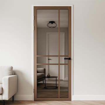 Brons binnendeuren met glas staal look Svedex stomp en opdek, 80 tot 100 cm, Binnendeur, Nieuw, Schuifdeur
