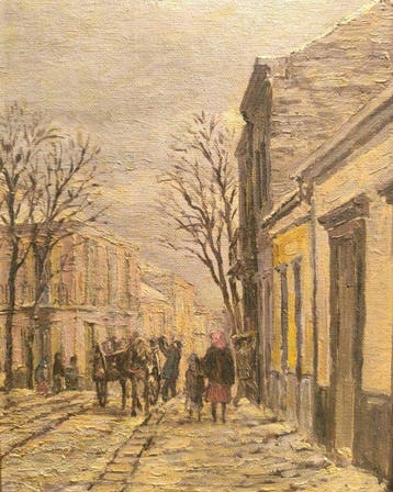 Escuela francesa (XIX-XX) - Vista urbana en invierno