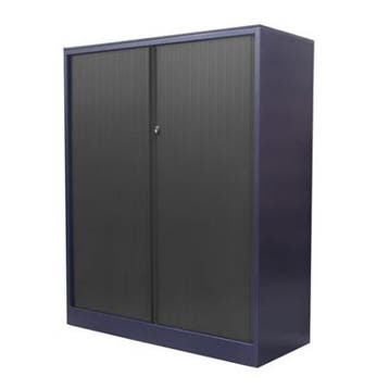 (MDK-102049) Ahrend roldeurkast 143 cm hoog met blauwe om..., Ophalen of Verzenden, Gebruikt