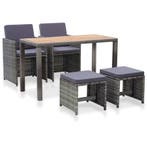 vidaXL 5-delige Tuinset poly rattan en acaciahout antraciet, Tuin en Terras, Tuinsets en Loungesets, Verzenden, Nieuw, Rotan, Tuinset