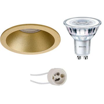 GU10 Inbouwspot Set - Mat Goud - Inbouw Rond - Verdiept -, Huis en Inrichting, Lampen | Spots, Ophalen of Verzenden, Nieuw, Overige fittingen