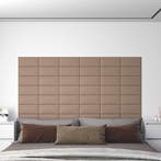 vidaXL Wandhoofdbord 12 pcs Cappuccino 30 x 15 cm Stof, Huis en Inrichting, Slaapkamer | Bedden, Verzenden, Nieuw, Bruin, Stof