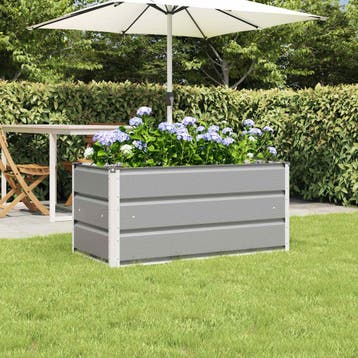 vidaXL Plantenbak Lichtgrijs 100 x 50 x 45 cm Gegalvaniseerd, Verzenden, Minder dan 60 cm, Nieuw, Metaal
