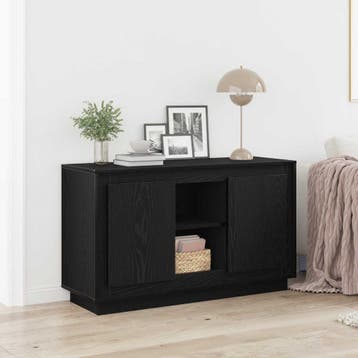 vidaXL Dressoir Zwart Eiken 102 x 35 x 60 cm Bewerkt hout, Verzenden, Nieuw, Overige houtsoorten, Minder dan 50 cm
