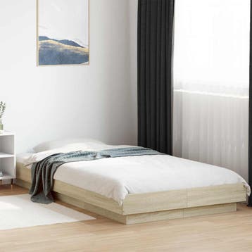 vidaXL Vloerbedframe Sonoma Eiken 80 x 210 cm Bewerkt hout, Huis en Inrichting, Slaapkamer | Bedden, Verzenden, Nieuw, Bruin, Hout