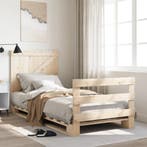 vidaXL Bedframe met hoofdbord massief grenenhout 90x200 cm, 90 cm, Eenpersoons, Bruin, Verzenden