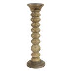 kandelaar mango hout ribbel h40 dia 12,5cm, Verzenden, Nieuw