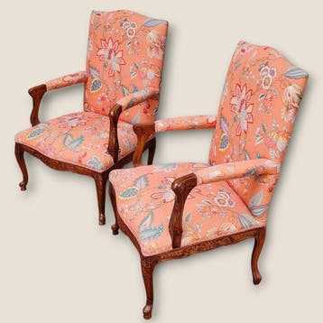 Fauteuil (2) - Hout, Textiel - Gemaakt in Italië, Nieuw