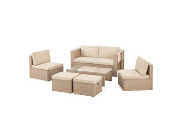 Veiling - Polyrotan Loungeset / Tuinset Salou - Crème, Nieuw