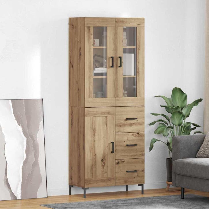 vidaXL buffetkast met lade 2 pcs Artisan Eiken Bewerkt hout, Huis en Inrichting, Kasten | Buffetkasten, Nieuw, Minder dan 50 cm