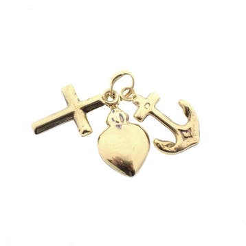 Gouden hanger; Geloof, hoop en liefde (Hanger of bedel), Ophalen of Verzenden, Gebruikt, Goud, Overige merken