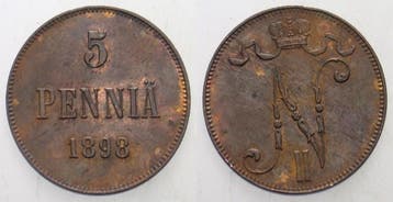 5 Penniae 1898 Helsinki Finnland Nikolaus Ii 1894-1917, Verzenden