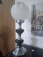 Lamp - IJzer, Hout en opaalglas - Vintage-lamp uit de jaren