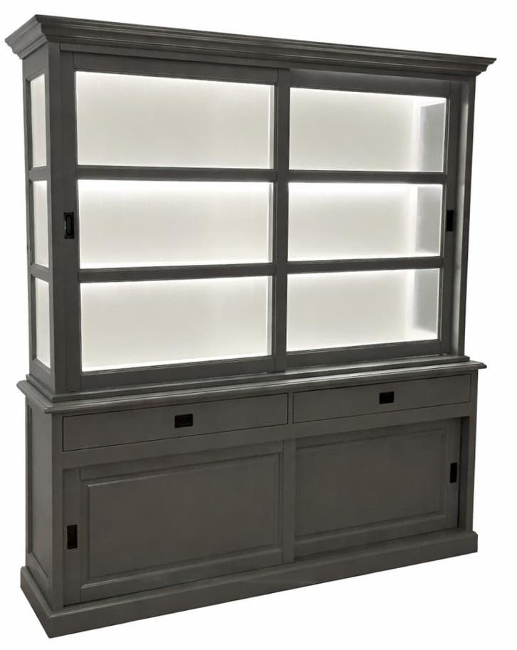 Buffetkast grijs Putten 200 x 220cm ledstrips verlichting, Huis en Inrichting, Kasten | Buffetkasten, Ophalen of Verzenden