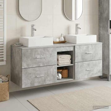 vidaXL Badkamerkastenset 3 st Betongrijs 129 x 41 x 79.5 cm, Huis en Inrichting, Verzenden, Nieuw