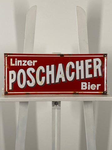Poschacher Bier - Emaille plaat - 50x20 cm - Gemaakt van