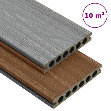 vidaXL Terrasplanken met accessoires 10 m² 2,2 m HKC bruin, Verzenden, Nieuw