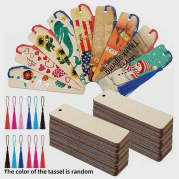 Houten Boekenleggers met Kwastjes Set - Blank & Personalisee, Hobby en Vrije tijd, Verzenden, Nieuw