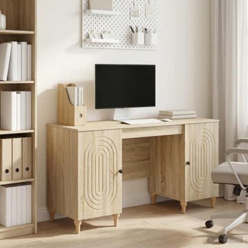 vidaXL Bureau Sonoma 142,5 x 50 x 75 cm Bewerkt hout, Huis en Inrichting, Bureaus, Verzenden, Nieuw