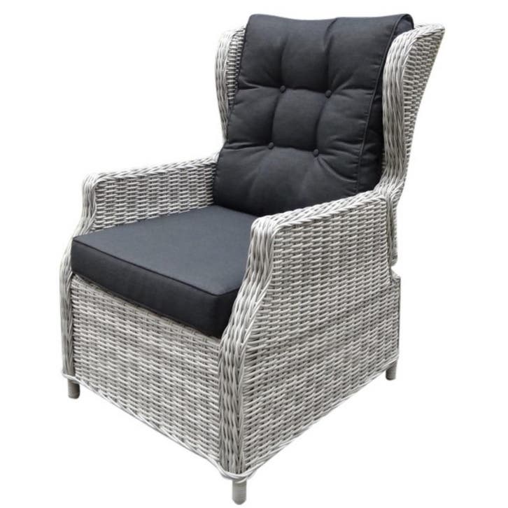 Ibiza lounge tuinstoel verstelbaar wit grijs, Tuin en Terras, Tuinstoelen, Nieuw, Wicker, Ophalen of Verzenden