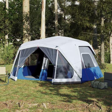 vidaXL Tent met LED 10-persoons snelontgrendeling lichtblauw, Verzenden, Nieuw, Tot en met 2