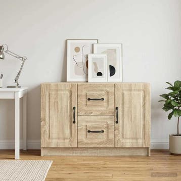 vidaXL Dressoir Sonoma Eiken 89 x 34,5 x 57 cm Bewerkt hout, Verzenden, Nieuw, Overige houtsoorten, Minder dan 50 cm