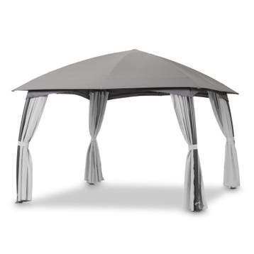 Tuinpaviljoen met stalen frame en zijwanden, LECO, grijs, Nieuw