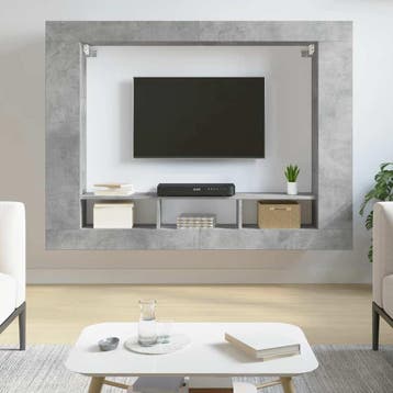 vidaXL Tv-meubel 152x22x113 cm bewerkt hout betongrijs, Verzenden, 100 tot 150 cm, 150 tot 200 cm, Nieuw