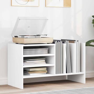 vidaXL Platenkast met plank Wit 78.5 x 35 x 45 cm Bewerkt, Verzenden, Nieuw