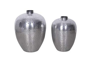 Elegante vazen set van 2 ORIENTAAL 32 cm zilver in, Ophalen of Verzenden, Nieuw