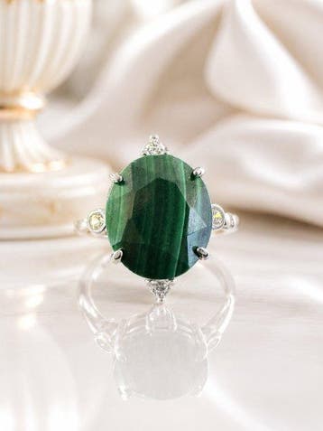 malachiet Ring van 925 sterlingzilver | met rhodiumplaag- 3