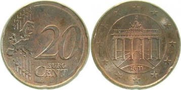 Fehlpraegung 2011 20 Cent auf 5 Cent Rohling Duitsland, Verzenden