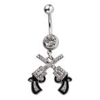 Fako Bijoux - Navelpiercing - Pistool Duo - Wit, Verzenden, Nieuw