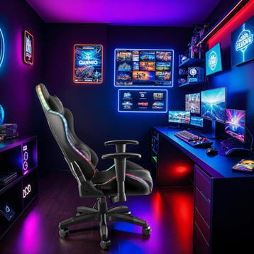 Gaming stoel Tartaros, LED, massagefunctie - zwart/zwart, Verzenden, Nieuw