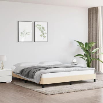 vidaXL Bedframe zonder matras stof crèmekleurig 160x200 cm, Verzenden, Stof, 160 cm, Nieuw