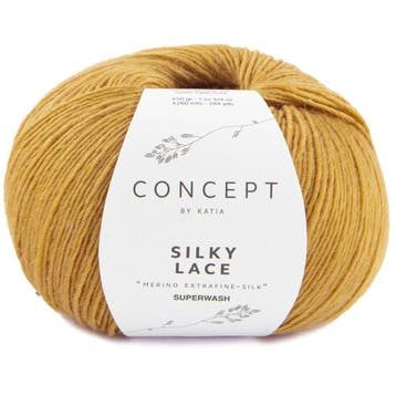Katia Concept Silky Lace - 183 mosterdgeel - Merino/Zijde, Hobby en Vrije tijd, Breien en Haken, Ophalen of Verzenden, Nieuw