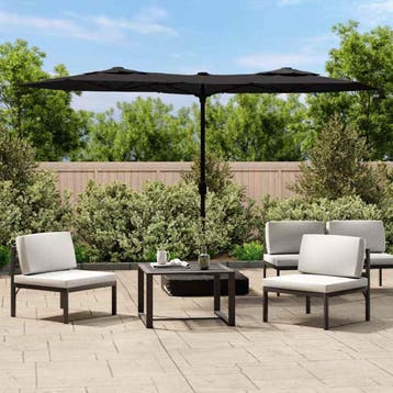 vidaXL Parasol dubbel dak 316x145 cm zwart, Verzenden, Nieuw, 3 tot 4 meter