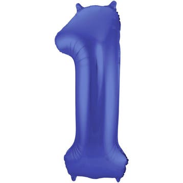 Folie Ballon cijfer 1 Metallic Blauw  86 cm, Verzenden, Nieuw, Feestartikel, Verjaardag