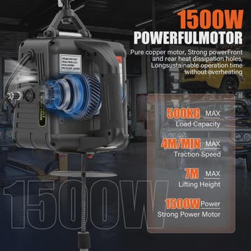 Elektrische Takel 500 kg - 7m Hefhoogte, 4m/min Snelheid, Ka, Verzenden, Nieuw