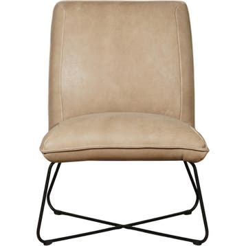 Leren fauteuil Less - Kenia Taupe (taupe/bruin), Industrieel, Modern, Scandinavisch, Nieuw, Ophalen of Verzenden, 50 tot 75 cm