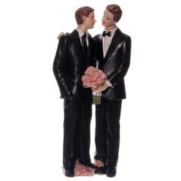 Taarttopper Bruidspaar Mannen Polystone 15cm, Verzenden, Nieuw
