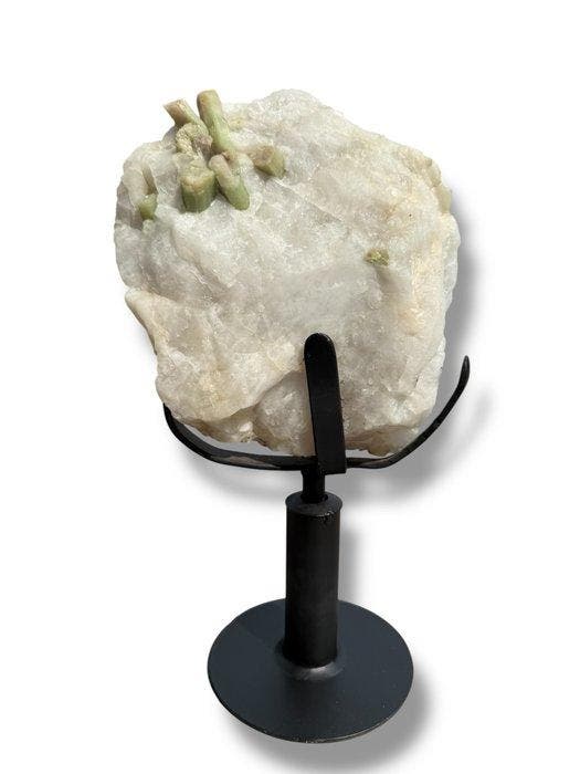 Unique piece of Green Tourmaline in Motherstone - in, Verzamelen, Mineralen en Fossielen