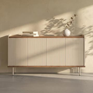 *WOONWINKEL* Beige Dressoir Met Ribbels, Huis en Inrichting, Kasten | Dressoirs, Verzenden, Nieuw