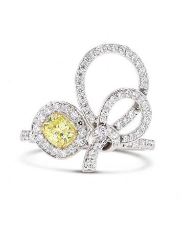 Statement ring - 14 karaat Witgoud - 0.74ct. tw. Geel
