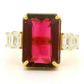 Ring - 14 karaat Geel goud - 5.55ct. tw. Toermalijn -, Nieuw
