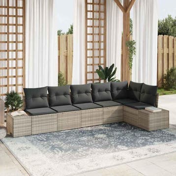 vidaXL Tuin Sofa Set 6 st Lichtgrijs poly rattan, Tuin en Terras, Tuinsets en Loungesets, Verzenden, Nieuw, Rotan, 6 zitplaatsen