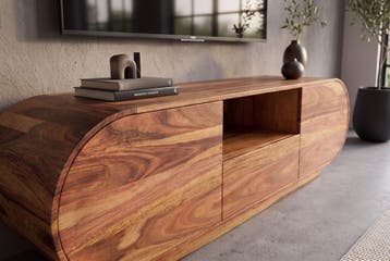 TV-Meubel ORGANIKO 160cm ovaal sheesham hout bruin - 49229, Ophalen of Verzenden, Nieuw