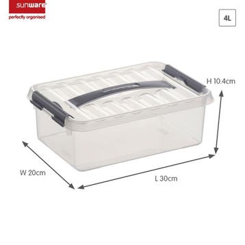 Sunware Q-line Opbergbox Transparant/Grijs 4 liter Set van 6, Doe-het-zelf en Verbouw, Kratten en Dozen, Ophalen of Verzenden