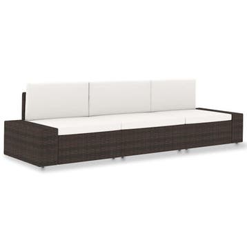 vidaXL Driezitsbank sectioneel poly rattan bruin, Verzenden, Nieuw